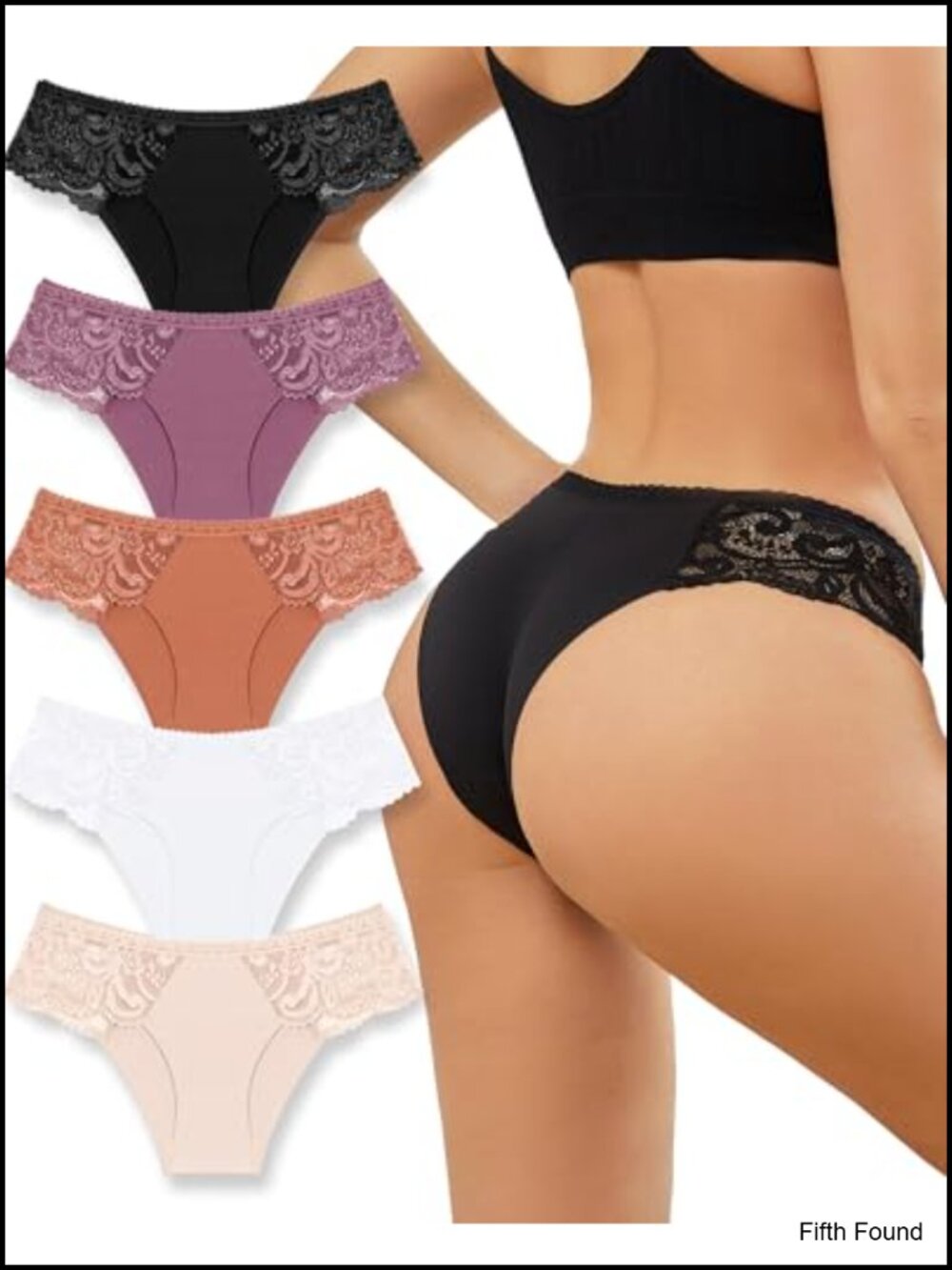 Lace Seamless No Show Cheeky Panties 5 Pack